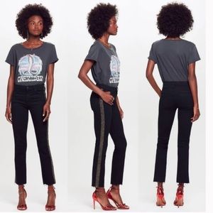 Mother The Rascal Ankle Fray Jeans in Guilty Flash Black Beaded